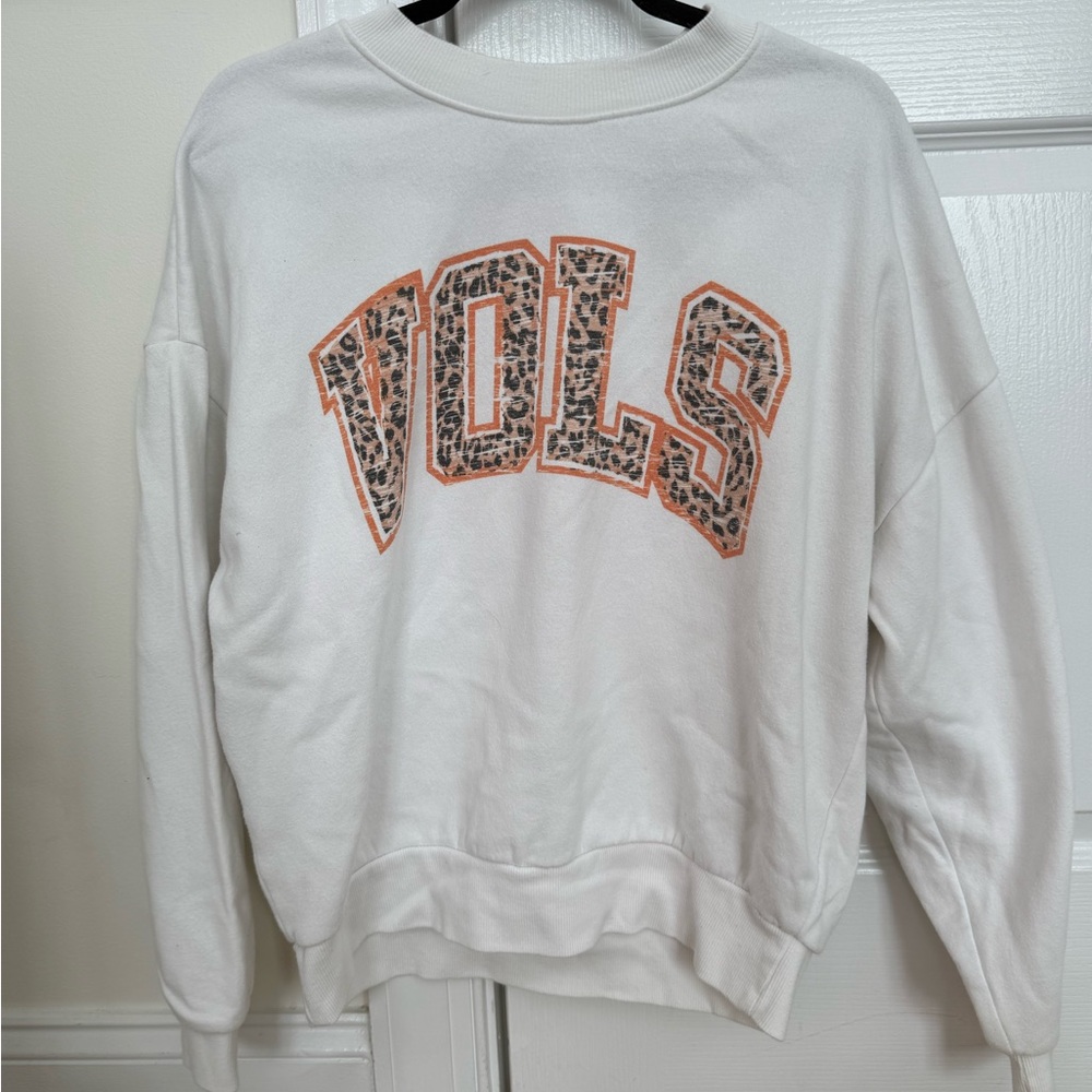White VOLS Sweatshirt with Leopard Print